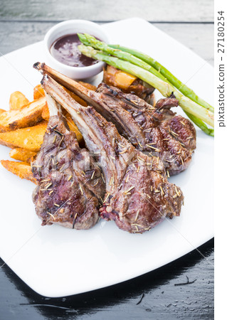 Grilled lamb chop steak 27180254