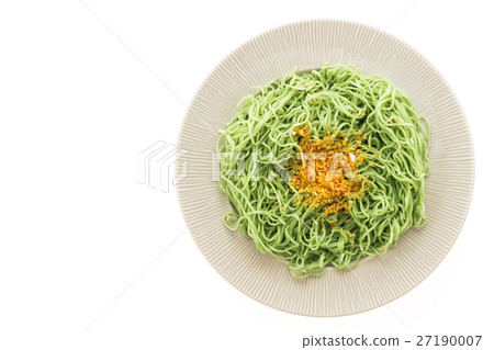 Green or Jade noodles in white plate Green or Jade noodles in white plate 27190007