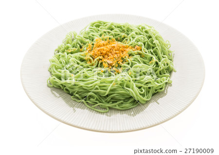 Green or Jade noodles in white plate Green or Jade noodles in white plate 27190009