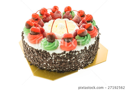 Ice cream cake with christmas theme and cheery on top Ice cream cake with christmas theme and cheery on top 27192562