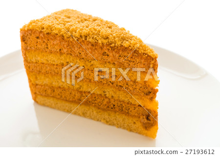 Thai tea cake in white plate Thai tea cake in white plate 27193612