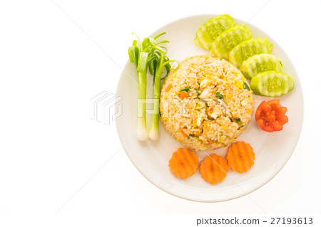 Fried rice with crab meat in white plate 27193613