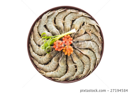 Raw prawn and shrimp in plate Raw prawn and shrimp in plate 27194584