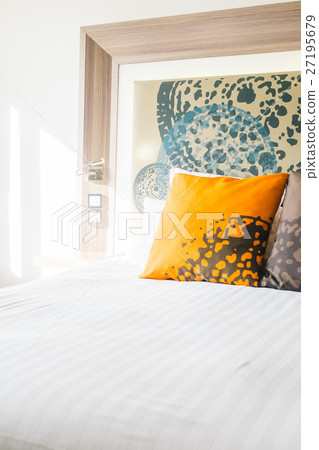 Beautiful pillow on bed Beautiful pillow on bed 27195679