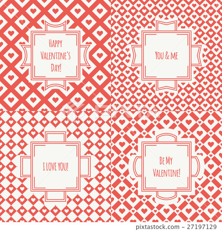 Set of red, pink romantic seamless pattern with Set of red, pink romantic seamless pattern with 27197129