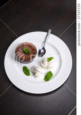 Warm dessert chocolate fondant lava cake served 27197259