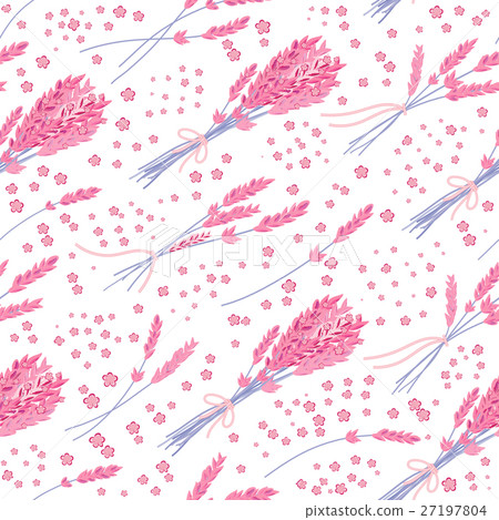 Vector seamless pattern with hand drawn lavender Vector seamless pattern with hand drawn lavender 27197804