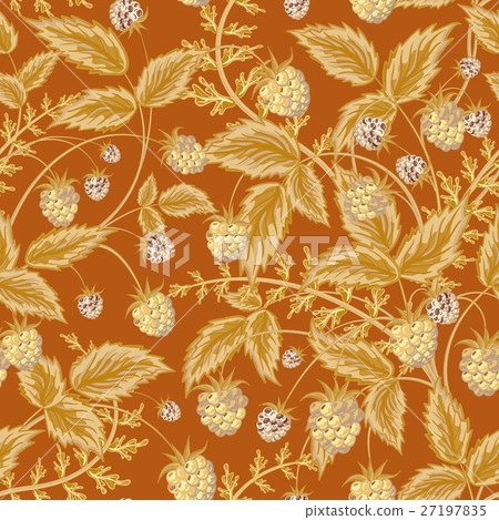 Seamless pattern with leaves and raspberry Seamless pattern with leaves and raspberry 27197835