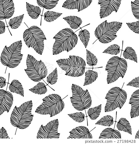 Seamless pattern with hand drawn leaves. - Stock Illustration [27198428 ...