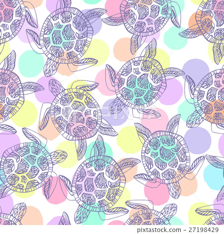 Seamless pattern with sea turtles. - Stock Illustration [27198429] - PIXTA