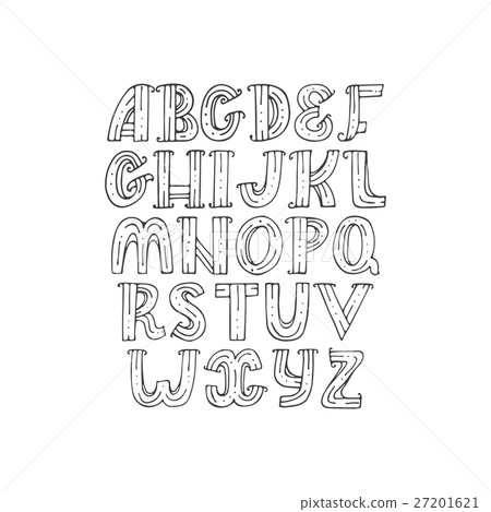 Hand drawn decorative alphabet in doodle style - Stock Illustration ...