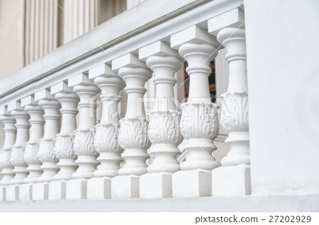 White balustrade on the restored facade of the White balustrade on the restored facade of the 27202929