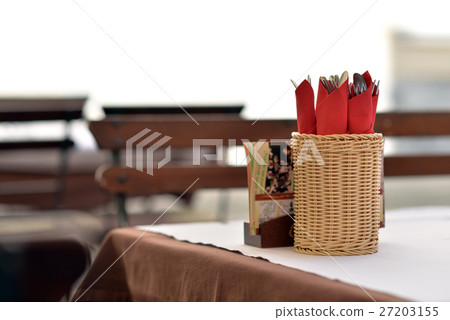 Street cafe and red napkins Street cafe and red napkins 27203155