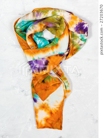 tied hand painted silk scarf on concrete plate tied hand painted silk scarf on concrete plate 27203670
