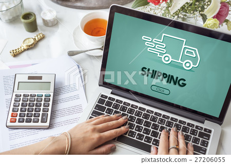 Import Export Shipment Truck Graphic Concept 27206055