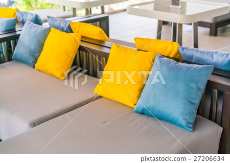 Closeup of modern furniture with pillows . 27206634