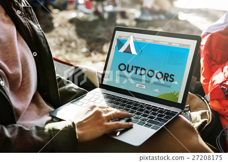 Adventure Journey Camping Traveling Explore Tent Concept 27208175