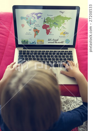 Little Girl Using Device Concept Little Girl Using Device Concept 27208533