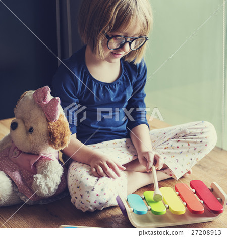 Little Girl Playing Toys Concept Little Girl Playing Toys Concept 27208913