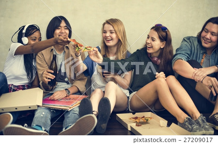 People Friendship Togetherness Eating Pizza Youth Culture Concep 27209017
