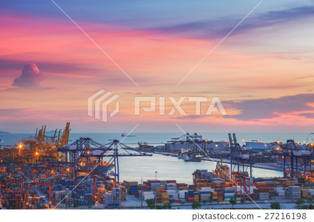 Landscape from bird view of Cargo ships Landscape from bird view of Cargo ships 27216198