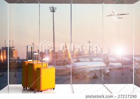 Suitcases in airport departure lounge Suitcases in airport departure lounge 27217290