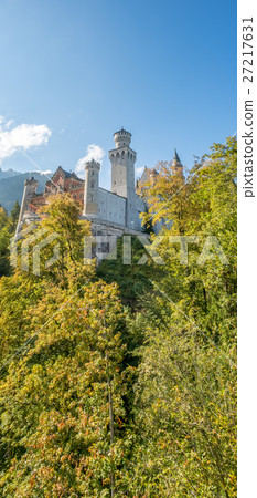 Neuschwanstein castle in Germany on hill view 27217631