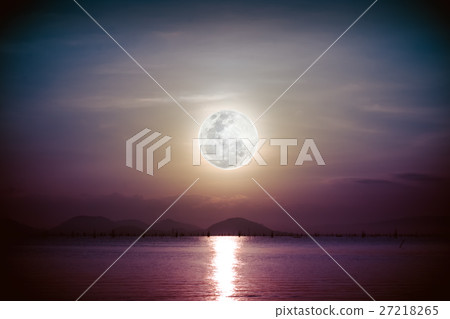 Romantic scenic with full moon on sea to night. Romantic scenic with full moon on sea to night. 27218265
