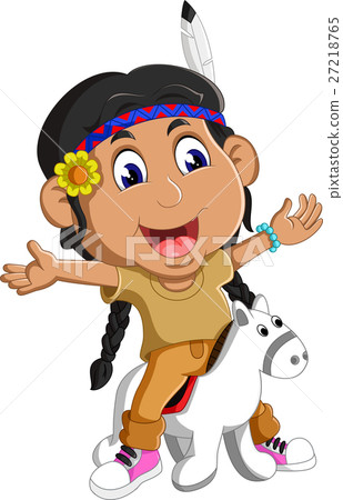 illustrattion of Girl American Indians with horse illustrattion of Girl American Indians with horse 27218765