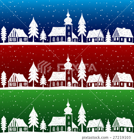 Christmas village with church seamless pattern Christmas village with church seamless pattern 27219103