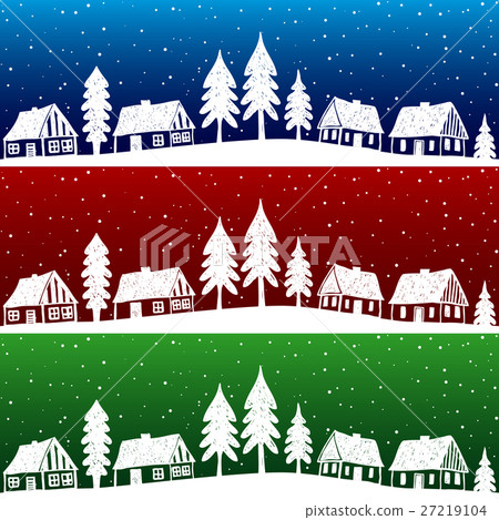 Christmas village with snow seamless pattern 27219104
