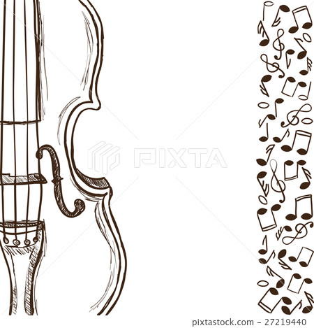 Violin or bass and music notes Violin or bass and music notes 27219440