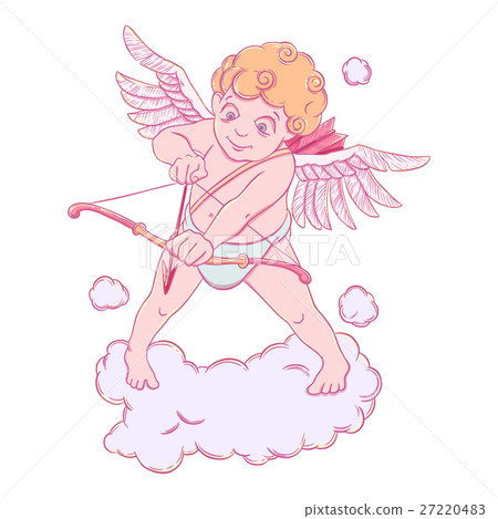 Valentine's day. Cupid with a bow and arrow takes Valentine's day. Cupid with a bow and arrow takes 27220483