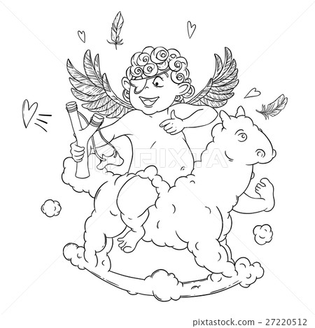 Valentine's day. Funny Cupid with patch on the Valentine's day. Funny Cupid with patch on the 27220512