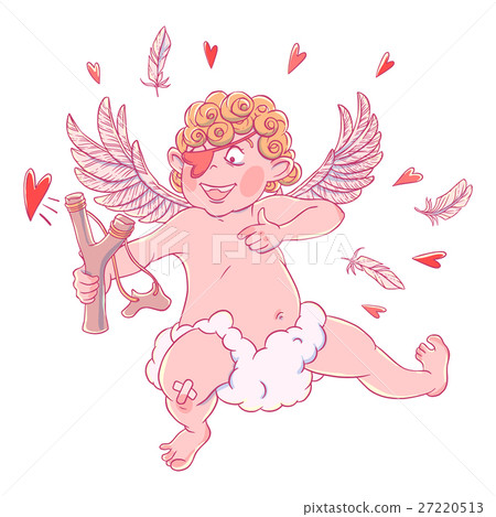Valentine's day. Funny Cupid with patch on the 27220513