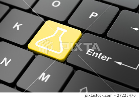 Science concept: Flask on computer keyboard 27223476