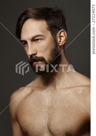 Portrait of topless man with beard and mustache 27224073