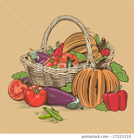 插图素材: basket of vegetables