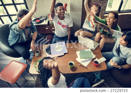 Diverse Group People High Five Concept 27229725