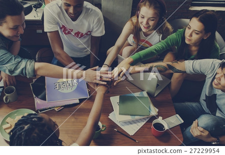 Diverse Group Young People Hands Pile Concept 27229954