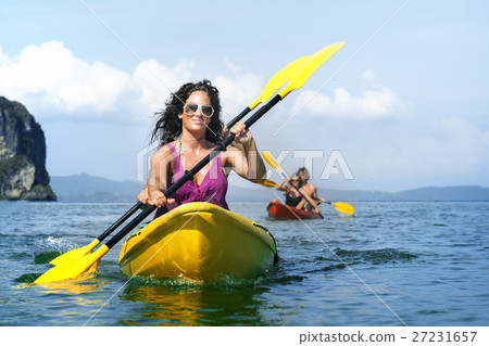 Kayaking Tropical Vacation Trip Tourist Boat Concept Kayaking Tropical Vacation Trip Tourist Boat Concept 27231657