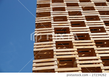 wooden facade modern perspective 27234262