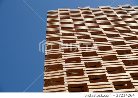 wooden facade modern perspective 27234264