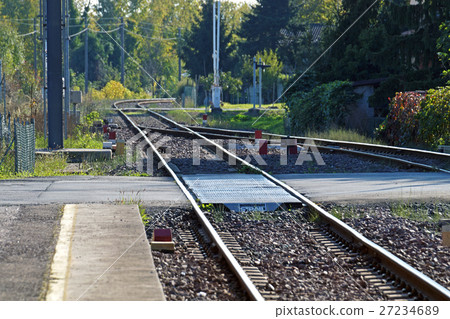 Empty platforms without trains and people at Empty platforms without trains and people at 27234689