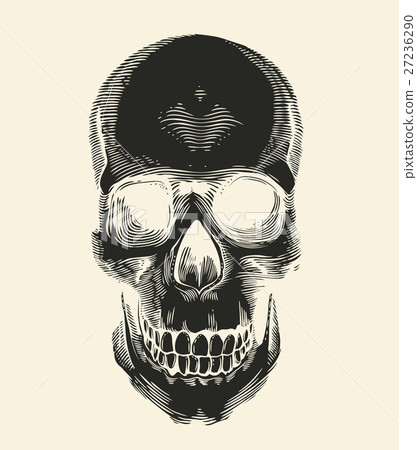Human skull silhouette drawn in vintage engraving Human skull silhouette drawn in vintage engraving 27236290