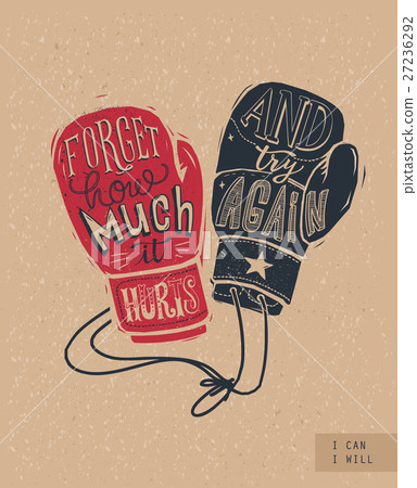 Silhouette of boxing gloves with handwritten Silhouette of boxing gloves with handwritten 27236292