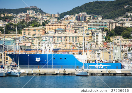 Genoa waterfront and city buildings in bright suns Genoa waterfront and city buildings in bright suns 27236916