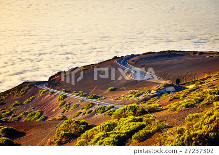 Route to El Teide Volcano at sunset in Tenerife Route to El Teide Volcano at sunset in Tenerife 27237302