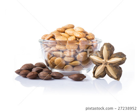 Sacha Inchi roasted seed nuts in clear glass bows Sacha Inchi roasted seed nuts in clear glass bows 27238952
