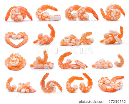 Cooked shrimps isolated on white background. Cooked shrimps isolated on white background. 27239532